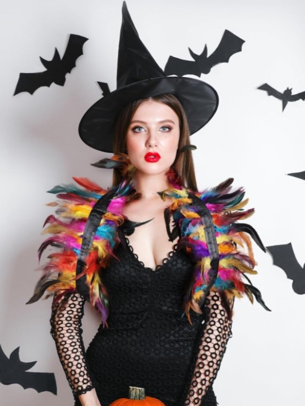NEW! Multicolor Feather Shoulder Cape for Costume Accessory OS
